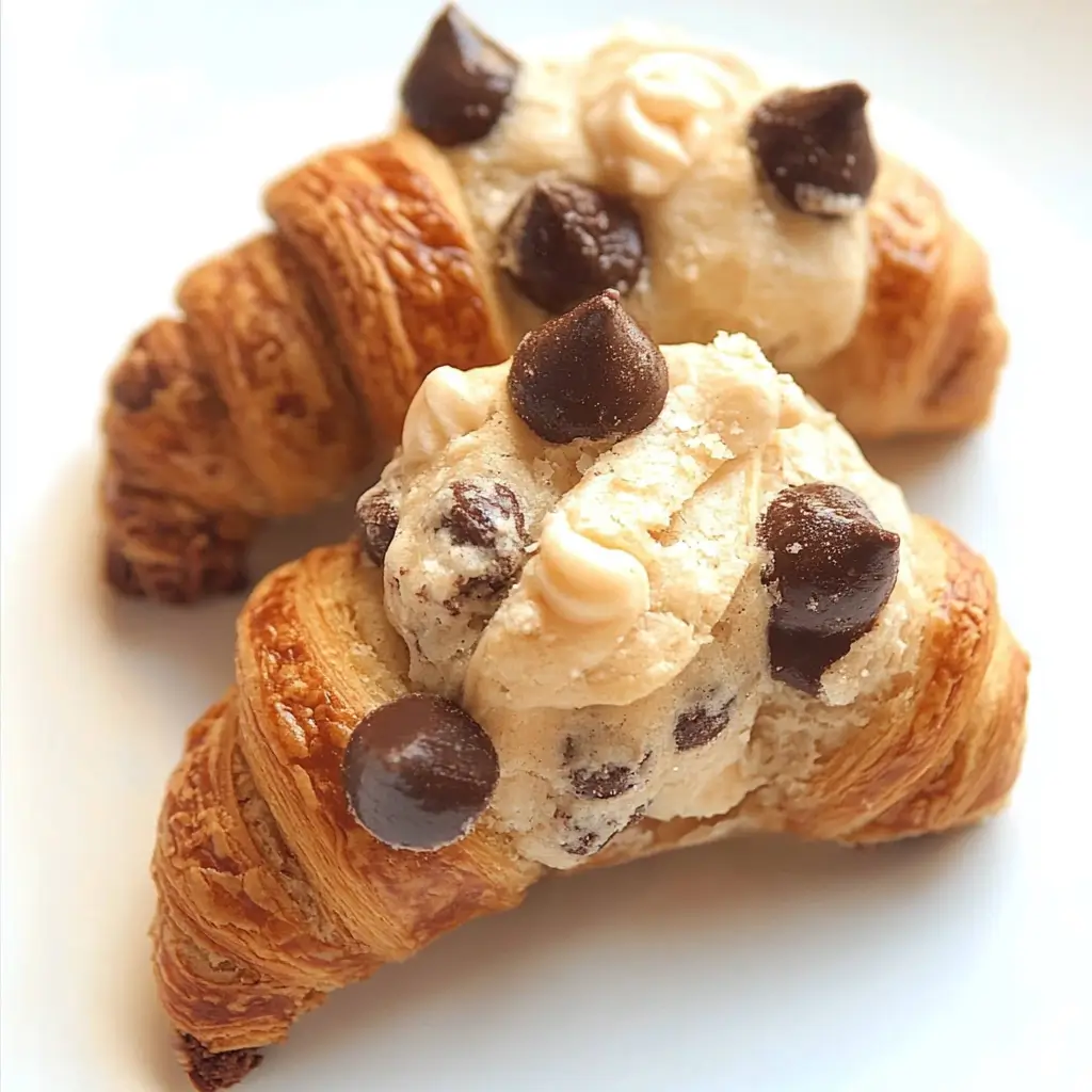 Freshly baked Crookie (Cookie Croissant) with gooey chocolate inside