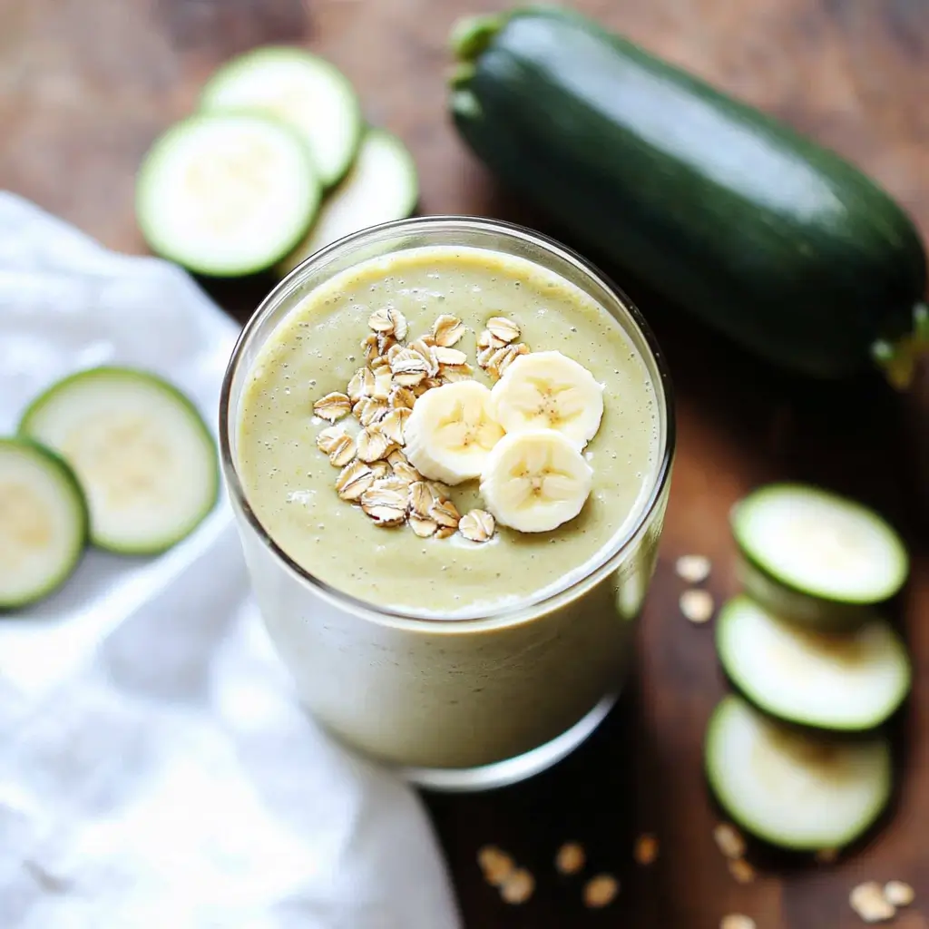Frozen Zucchini Smoothie Recipe – 5-Ingredient Healthy Treat 5 frozen zucchini smoothie in glass with banana and zucchini