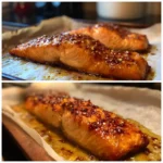 Hot Honey Glazed Salmon Sheet Pan with glossy glaze, golden caramelization, and tender oven-baked salmon