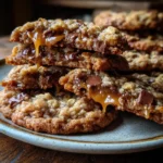 Carmelita Cookies Recipe – 1 Sensational Treat You Must Bake Now 7 Chewy Carmelita Cookies with melted chocolate, caramel swirls, and a golden oat crust on a rustic baking tray