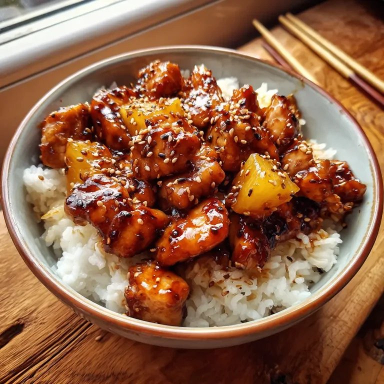 Crockpot Teriyaki Chicken and Rice Recipe served in a rustic bowl with glossy sauce and sesame seeds