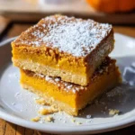 Pumpkin Gooey Butter Cake in 5 Easy Steps to Perfection 6 Stacked slices of pumpkin gooey butter cake with powdered sugar on top
