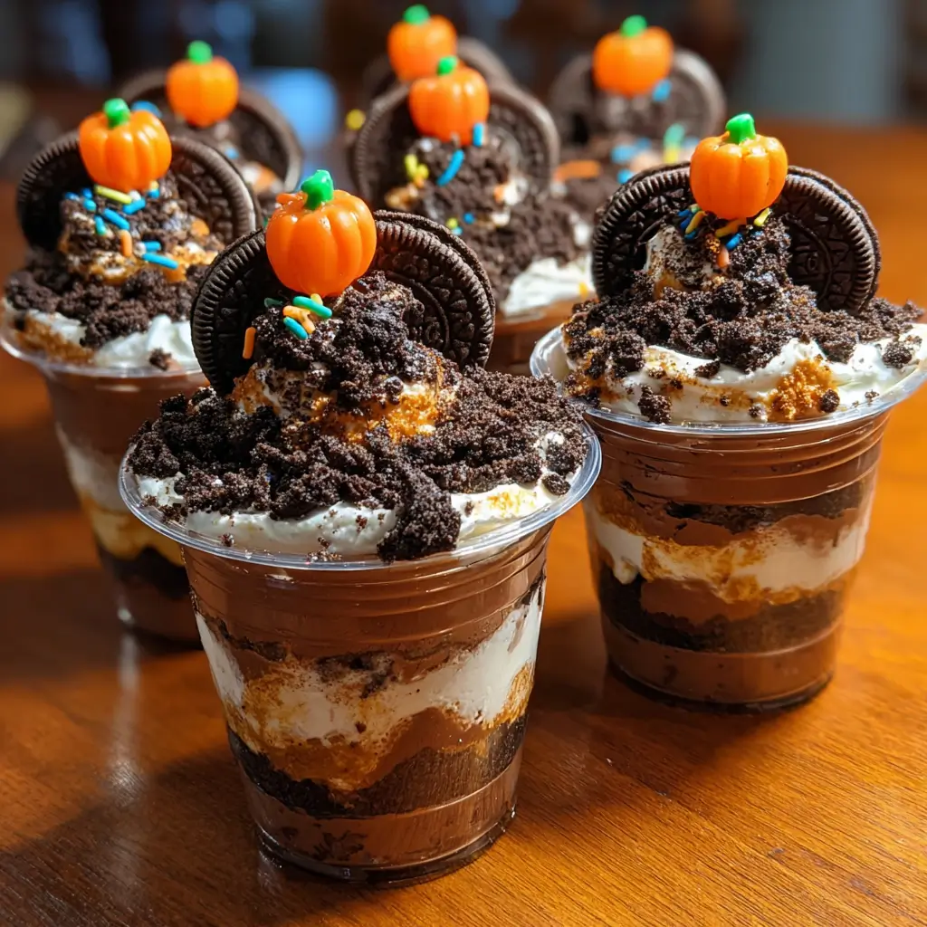 halloween dirt pudding cups