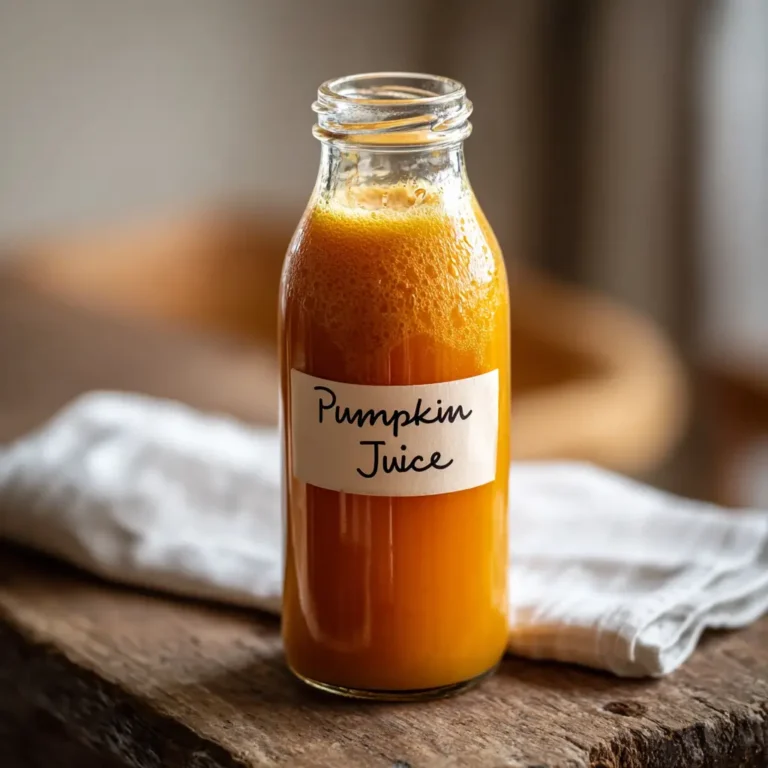 Harry Potter Pumpkin Juice Copycat in a glass bottle with frothy top and amber glow