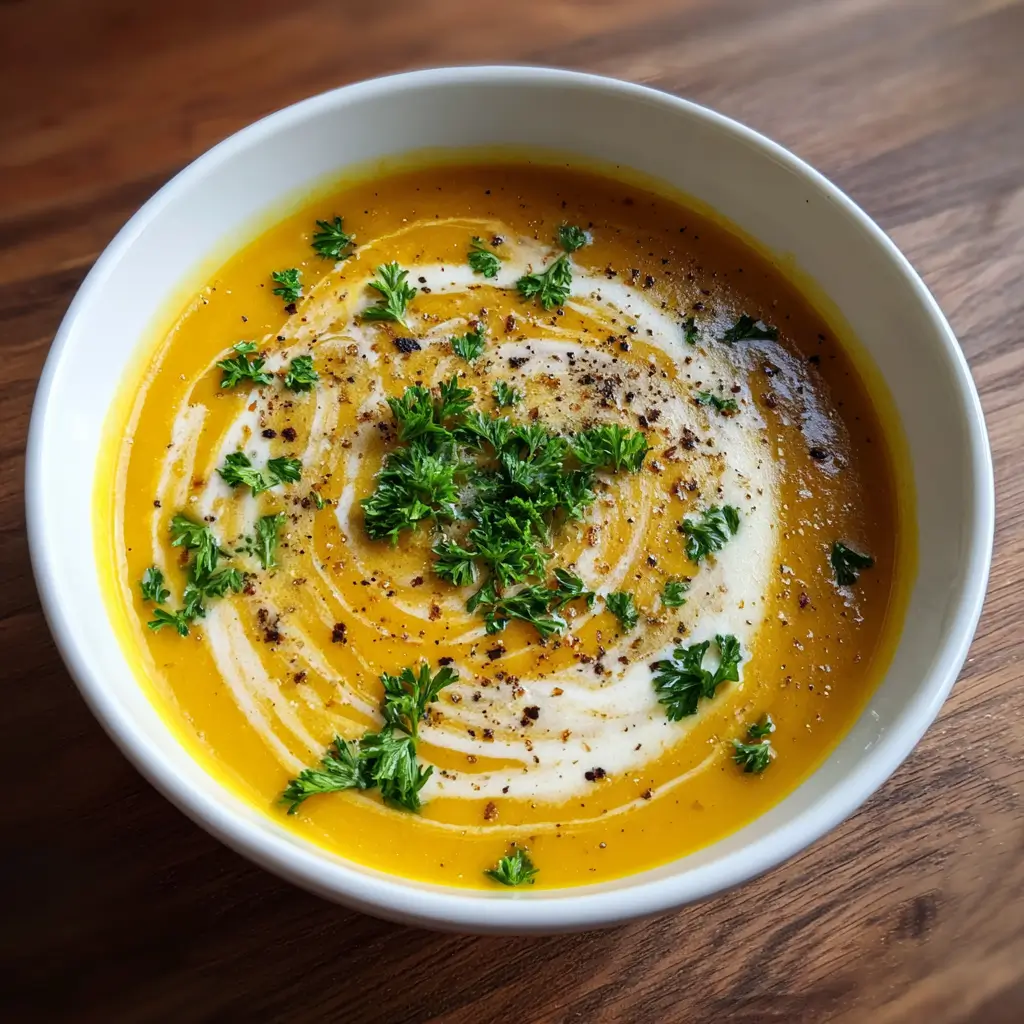 Pumpkin Soup Recipe: Top 5 Secrets for Rich, Creamy Flavor 7 Bowl of creamy Pumpkin Soup Recipe with parsley, pepper, and a swirl of cream