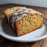 Pumpkin Zucchini Bread – The Ultimate Moist Fall Loaf You’ll Love 7 Pumpkin zucchini bread slice with cream cheese glaze in natural light