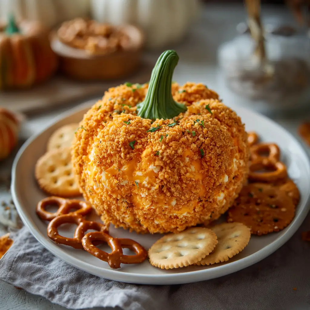 pumpkin shaped cheese bal