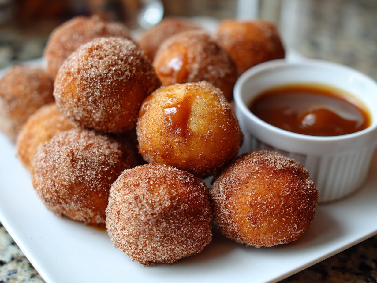 Irresistible Apple Cider Donut Holes with Caramel Dip Recipe 6 Apple Cider Donut Holes with Caramel Dip