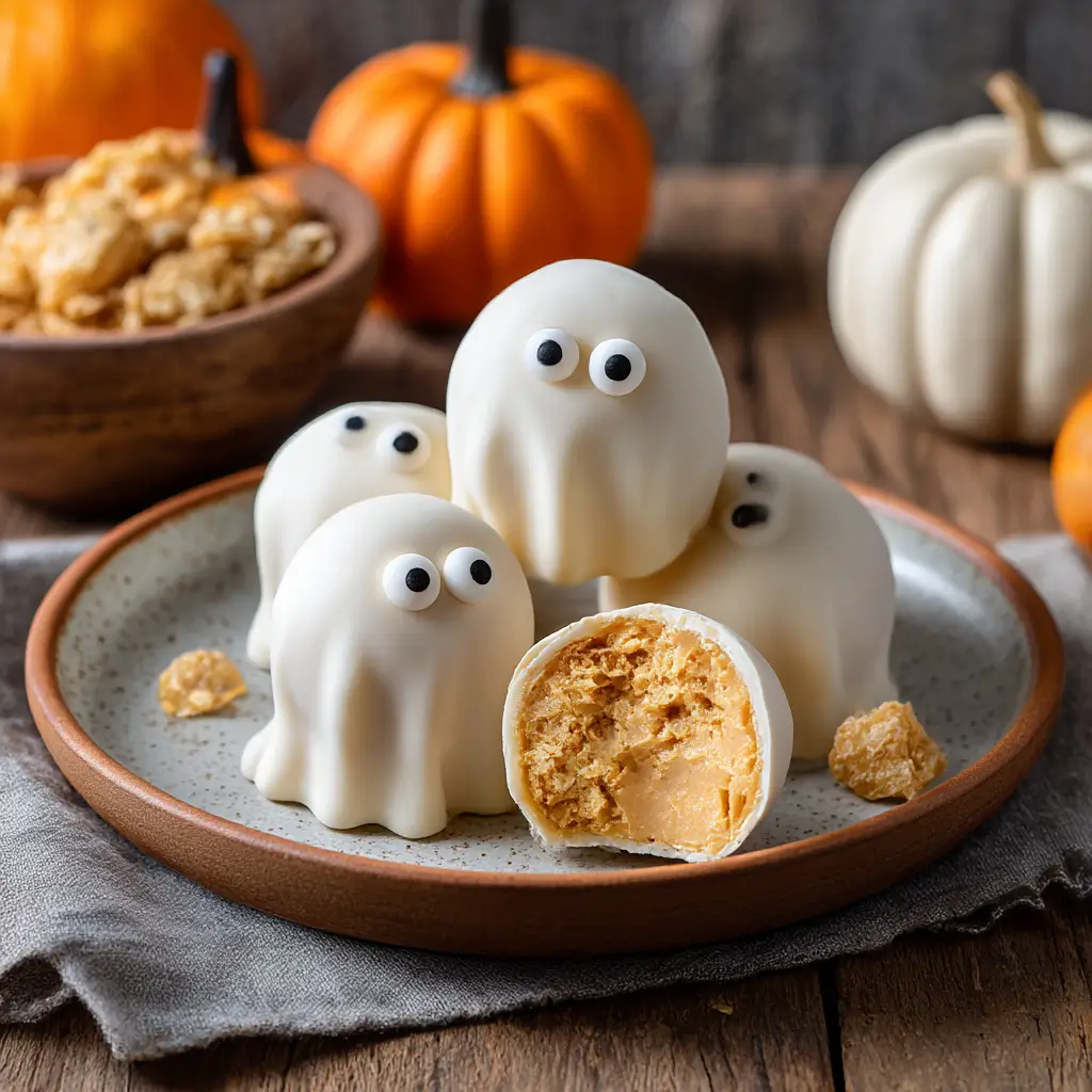 Ghostly Peanut Butter Balls – Stunning 3-Step Treat, Easy Halloween 6 Ghostly Peanut Butter Balls