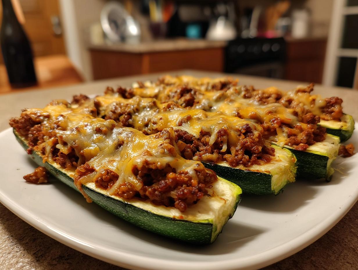 Savory Zucchini Boats Stuffed with Ground Beef and Rice - 4 Easy Steps 5 Zucchini Boats Stuffed with Ground Beef and Rice