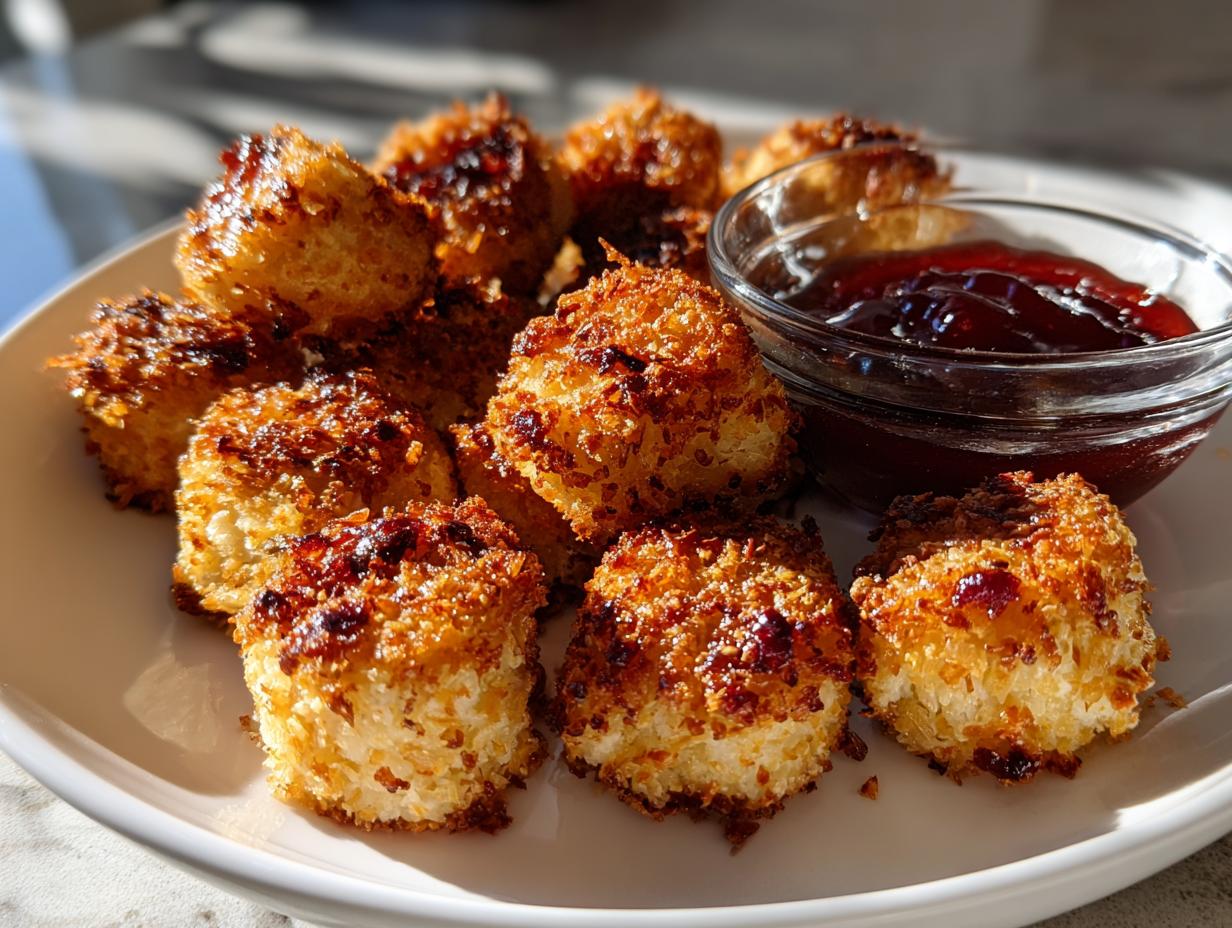 Christmas Almond-Crusted Chicken Bites with Cranberry Glaze