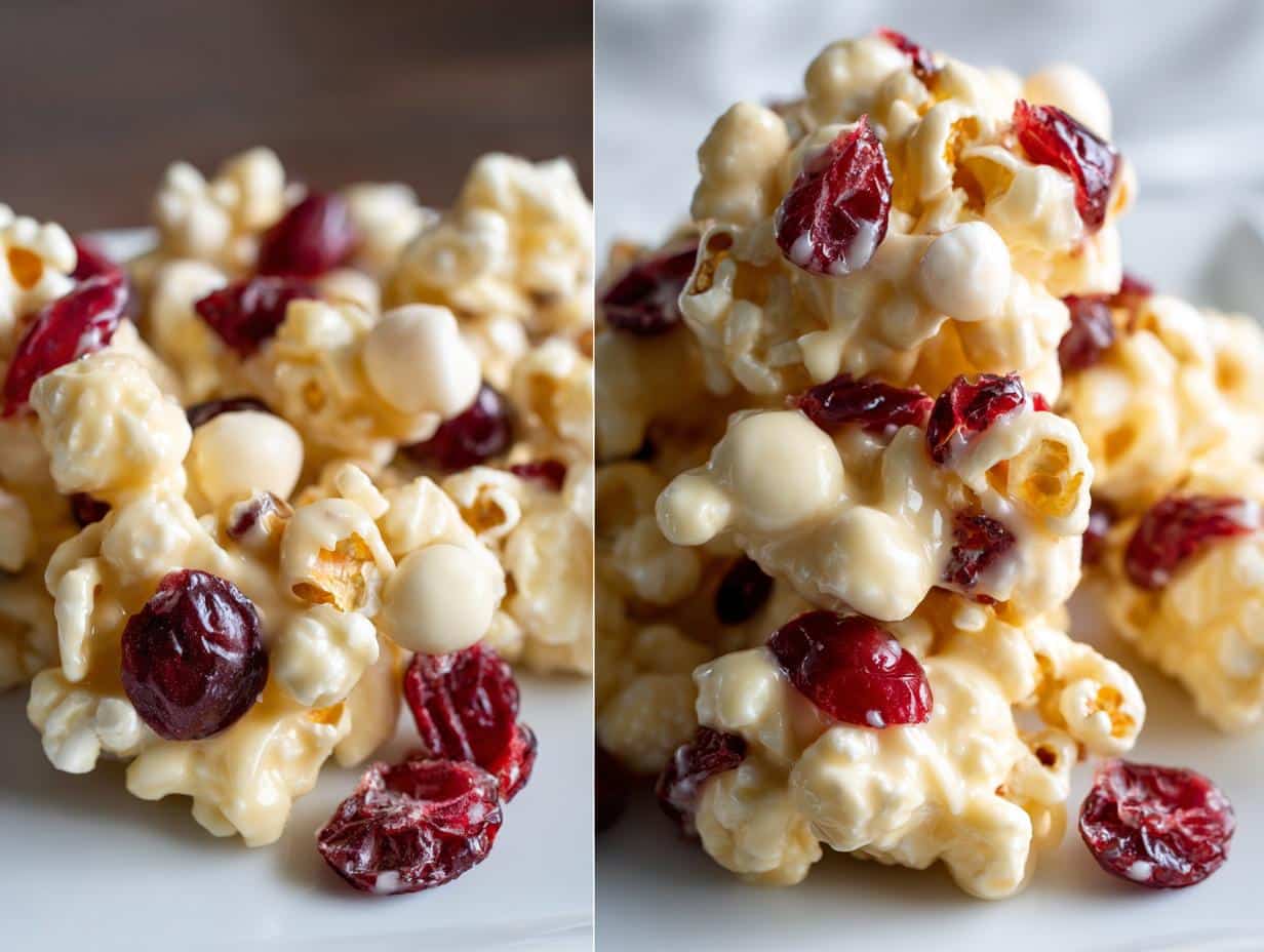Christmas Holiday Popcorn with White Chocolate & Cranberries