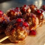 Christmas Pomegranate-Glazed Turkey Meatball Skewers
