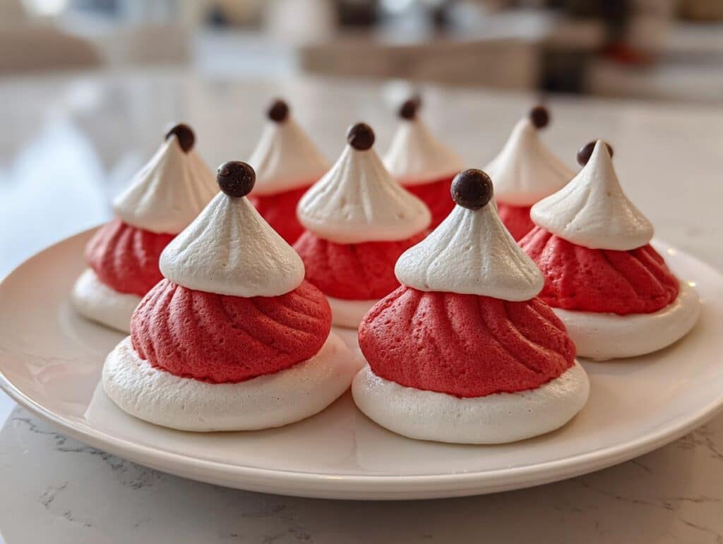 Christmas Santa Hat Meringue Cookies