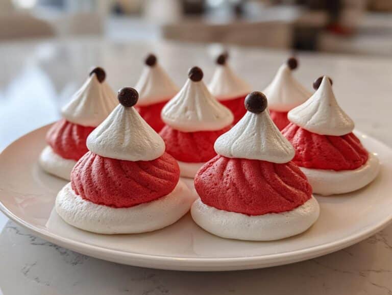 Christmas Santa Hat Meringue Cookies