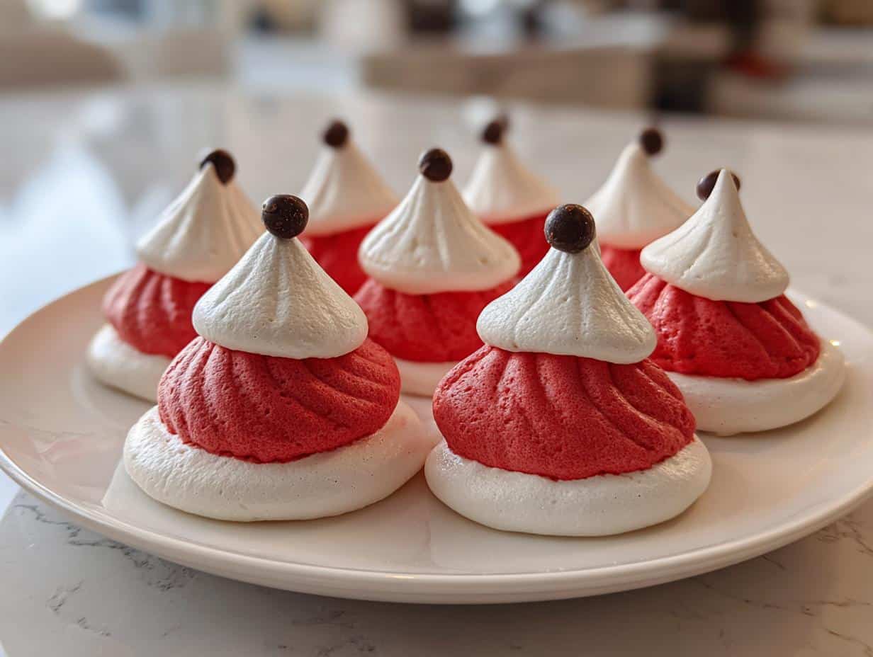 Christmas Santa Hat Meringue Cookies