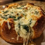 Christmas Spinach Artichoke Dip Bread Bowl