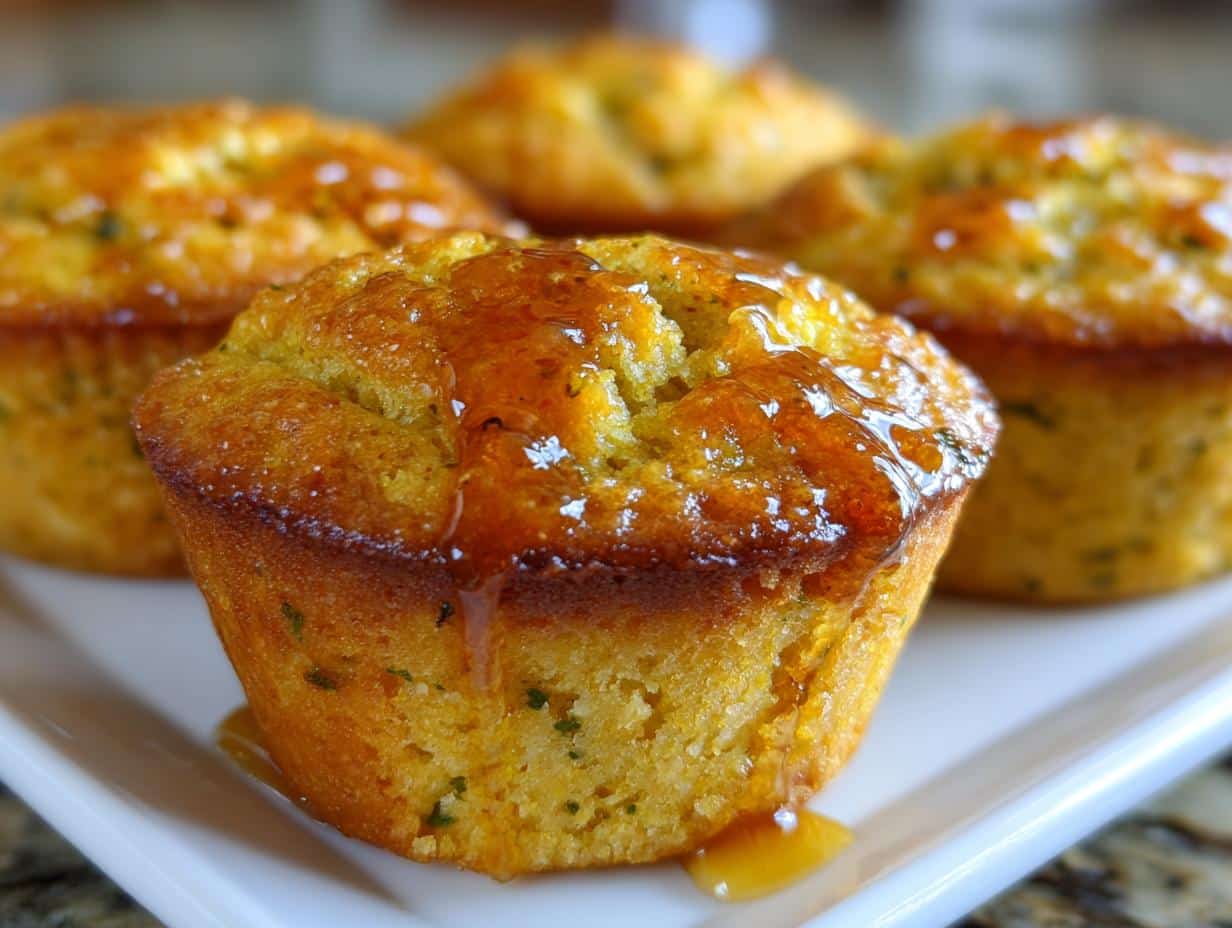 New Year Mini Cornbread Muffins with Jalapeño Honey
