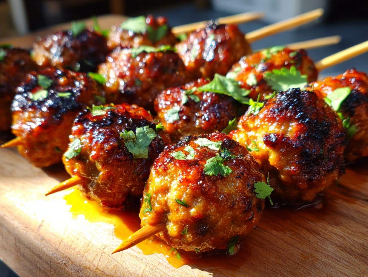 New Year Thai Coconut Curry Meatball Skewers