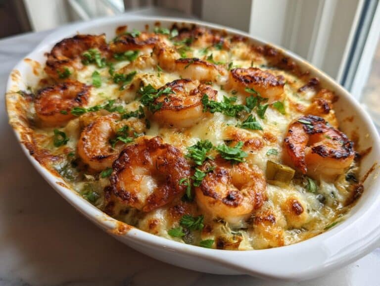 Baked Shrimp with Cheesy Winter Vegetables