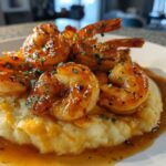 Honey Garlic Glazed Shrimp with Sweet Potato Mash