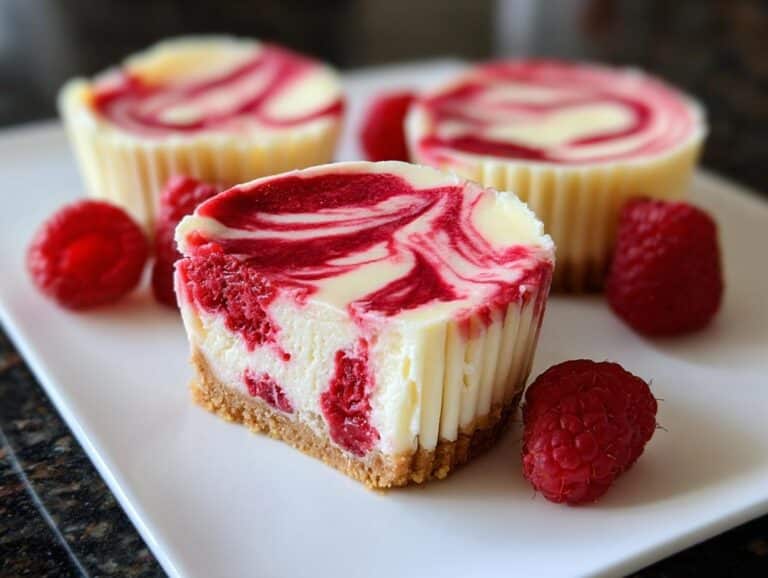 Mini raspberry swirl cheesecake