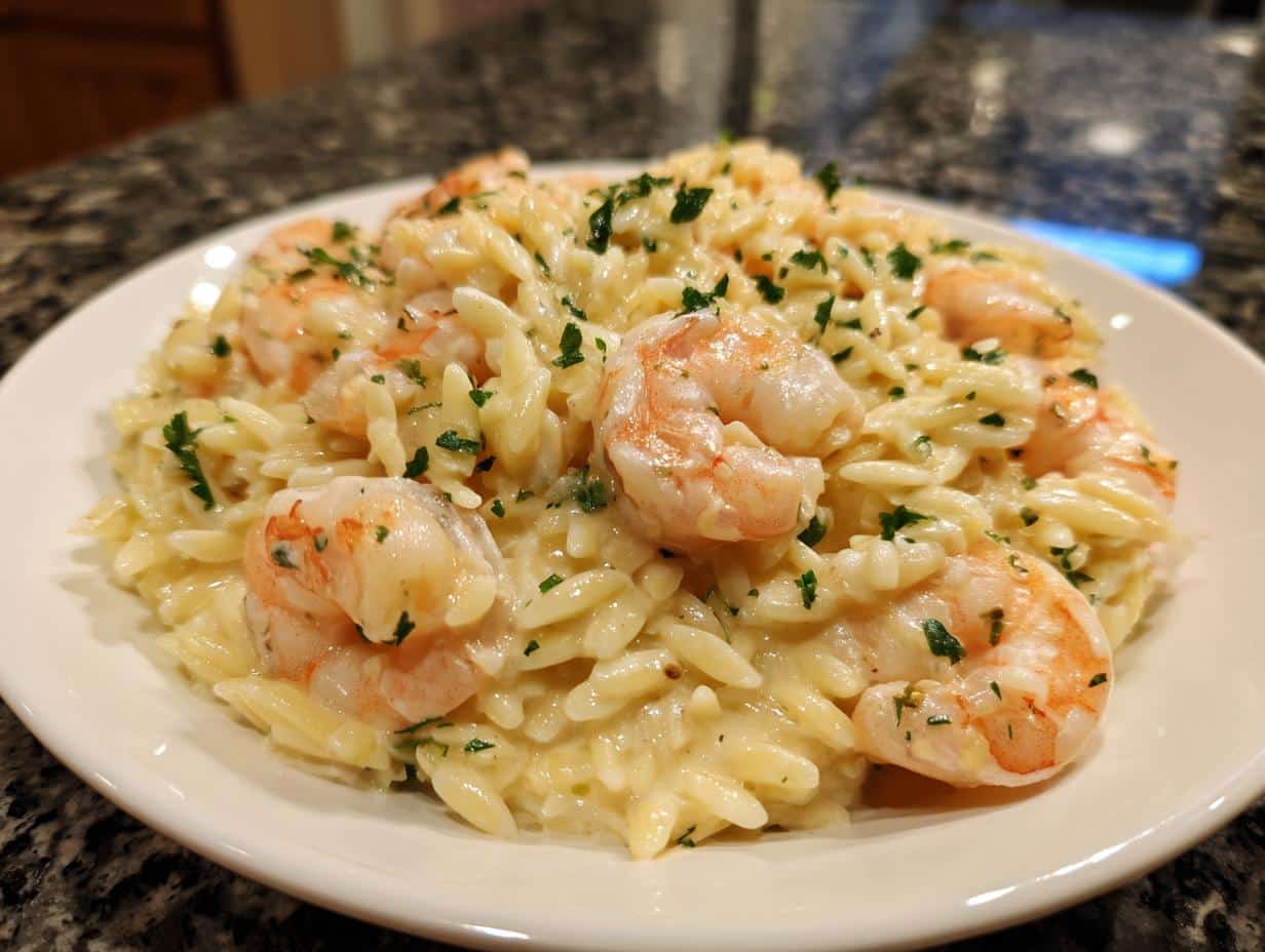 One-Pot Shrimp Alfredo Orzo