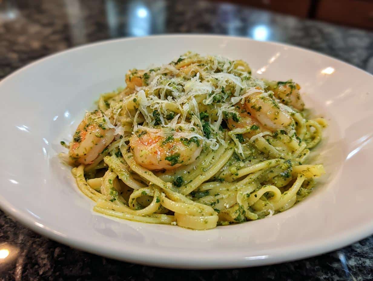 Shrimp Pesto Linguine