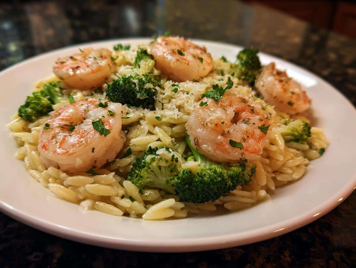 Shrimp and Broccoli Lemon Orzo