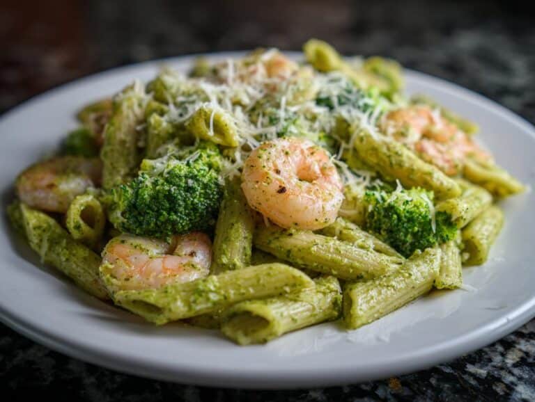 Shrimp and Broccoli Pesto Penne