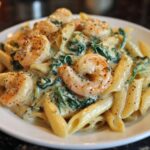 Shrimp and Cheesy Spinach Penne