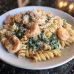 Shrimp and Spinach Cream Cheese Pasta