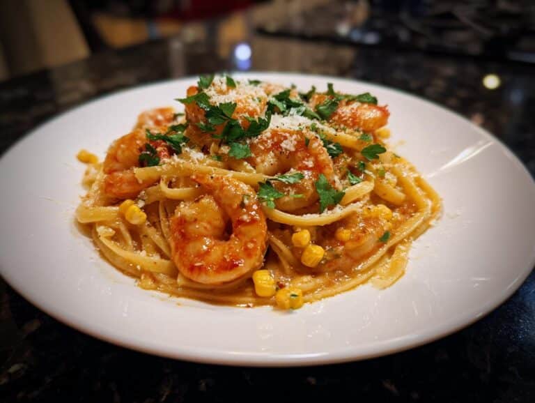 Shrimp and Sweet Corn Creamy Pasta