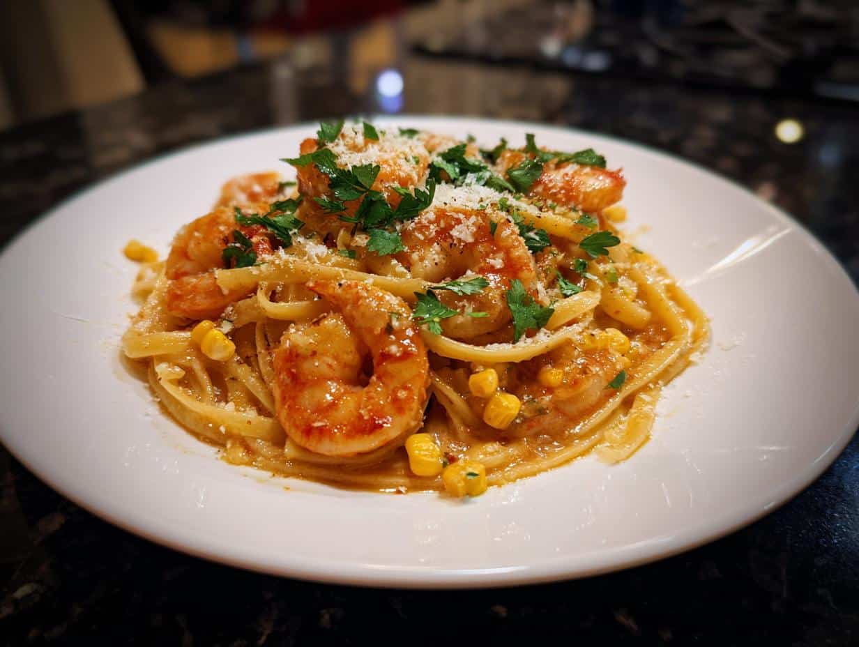 Shrimp and Sweet Corn Creamy Pasta