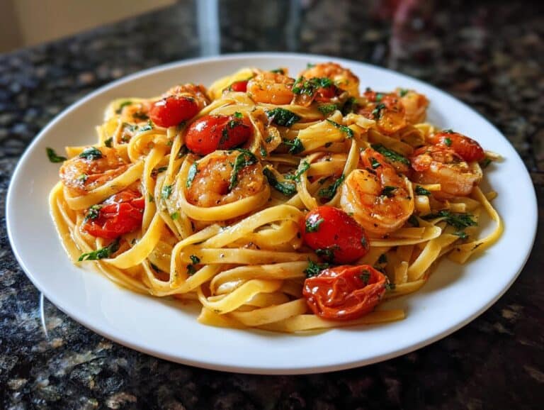 Shrimp and Tomato Herb Fettuccine