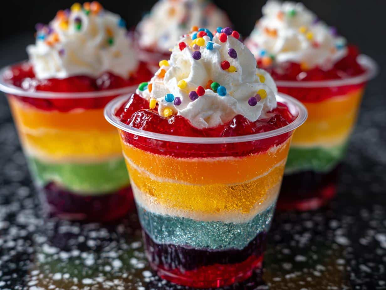 Mini rainbow dessert cups