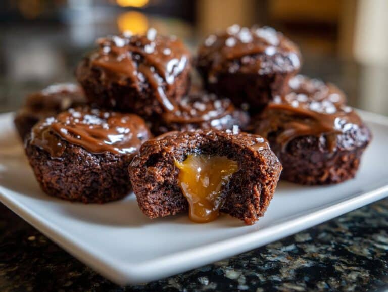 Mini salted caramel brownie bites
