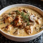 Creamy Mushroom Garlic Chicken Soup