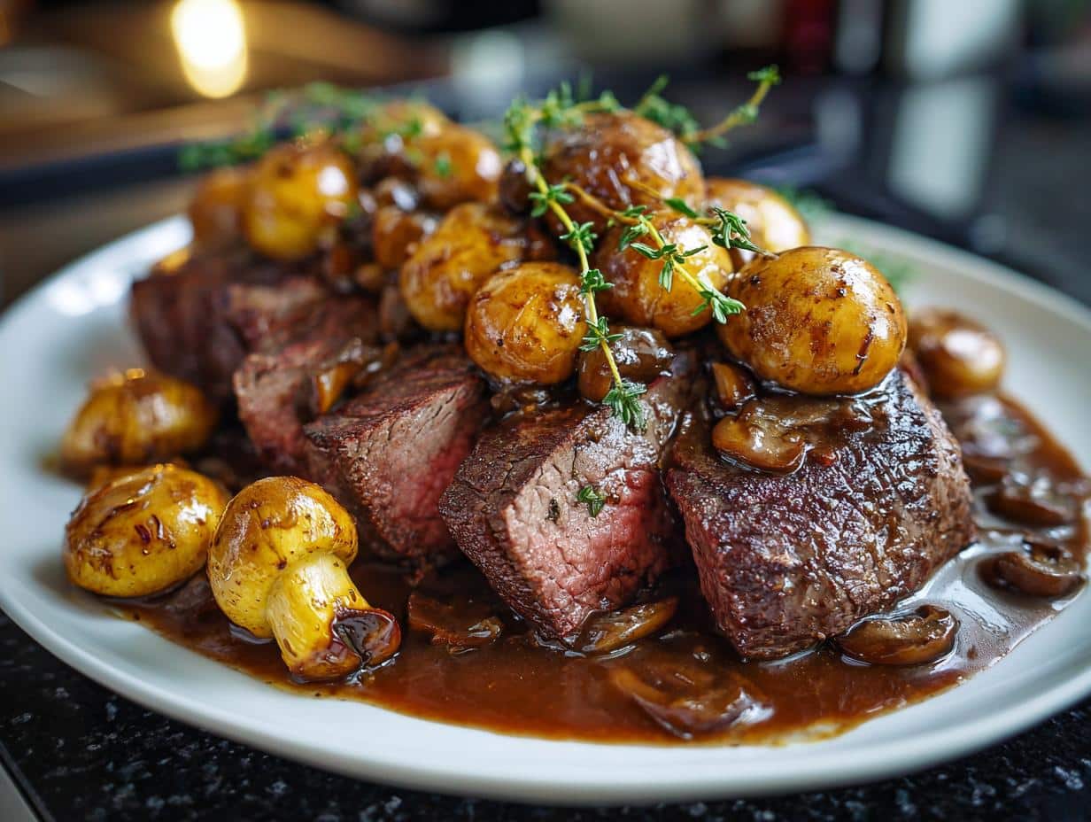 Beef Tenderloin with Mushroom Gravy