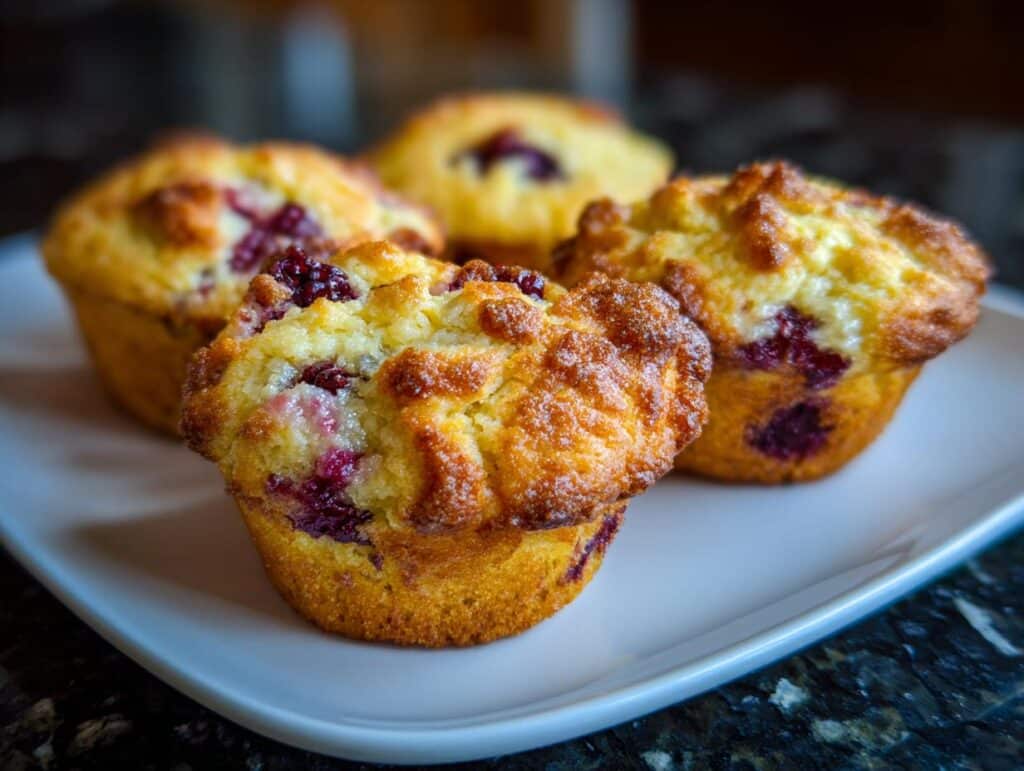 Blackberry Lemon Cornbread Muffins
